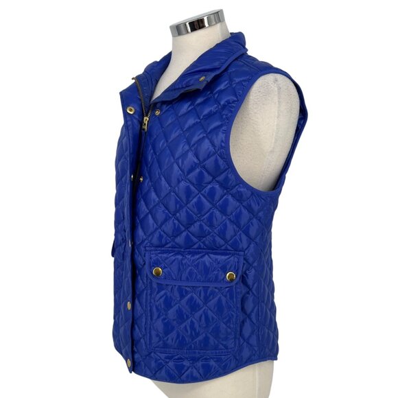 J.Crew Quilted Puffer Vest Bright Purple Blue Size Medium - Picture 4 of 16
